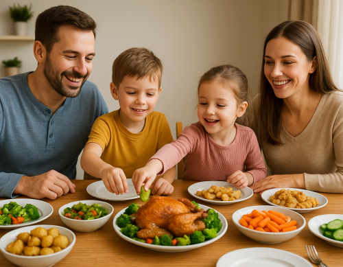 Servir les repas au centre de la table : une façon douce d’aider chaque enfant à écouter son corps